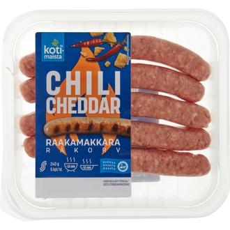 Kotimaista chili-cheddar raakamakkara 240 g kalorit ja ravintosisältö - 290 kcal