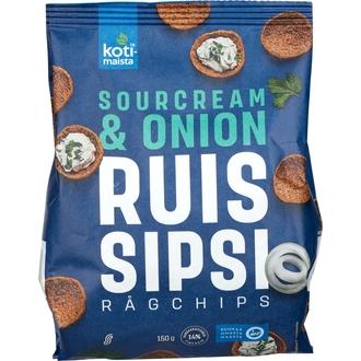 Kotimaista Ruissipsi sour cream & onion 150 g kalorit ja ravintosisältö - 372 kcal