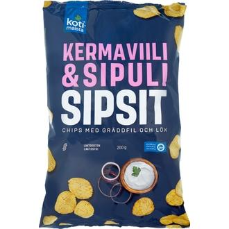 Kotimaista Kermaviili & sipuli sipsit 200g kalorit ja ravintosisältö - 546 kcal
