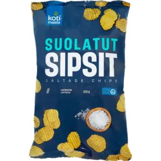 Kotimaista Suolatut sipsit 200g kalorit ja ravintosisältö - 546 kcal