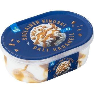 Kotimaista suolainen kinuski kermajäätelö 850 ml kalorit ja ravintosisältö