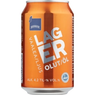 Rainbow Lager olut 4,2 % tölkki 0,33 L kalorit ja ravintosisältö - 34 kcal