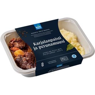 Kotimaista karjalanpaisti ja perunamuusi 350 g kalorit ja ravintosisältö - 82 kcal