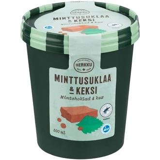 Herkku kermajäätelö minttusuklaa-keksi 500 ml kalorit ja ravintosisältö - 255 kcal