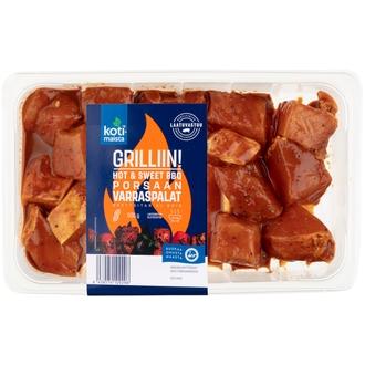 Kotimaista porsaan varraspalat Hot&Sweet BBQ 500 g kalorit ja ravintosisältö - 131 kcal