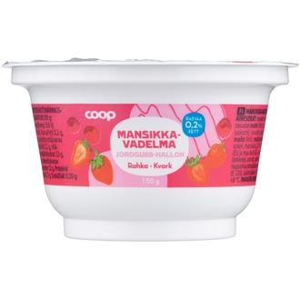 Coop mansikka-vadelmarahka 0,2 % 150 g kalorit ja ravintosisältö - 84 kcal