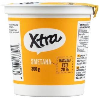 Xtra smetana 20 % 300 g kalorit ja ravintosisältö - 204 kcal