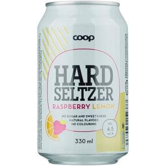 Coop Raspberry-Lemon 4,5% 330ml hard seltzer kalorit ja ravintosisältö - 25 kcal