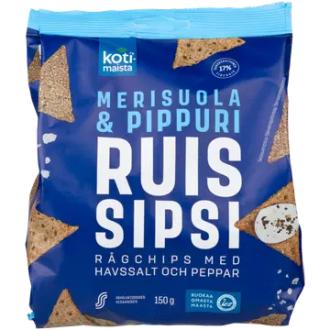 Kotimaista Ruissipsi Merisuola&Pippuri 150g kalorit ja ravintosisältö