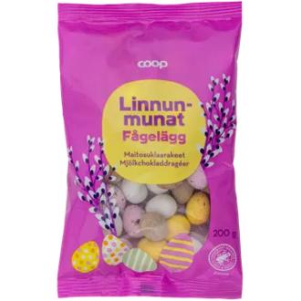 Coop linnunmunat maitosuklaarakeet 200 g kalorit ja ravintosisältö