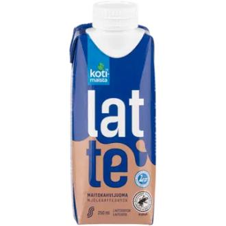 Kotimaista maitokahvijuoma latte 250 ml kalorit ja ravintosisältö - 53 kcal