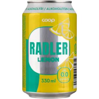Coop Radler Lemon alkoholiton olut 0,0% 0,33l tlk kalorit ja ravintosisältö