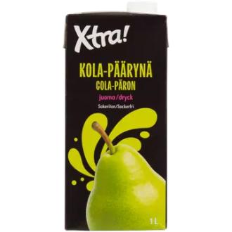 Xtra sokeriton kola-päärynäjuoma 1l kalorit ja ravintosisältö