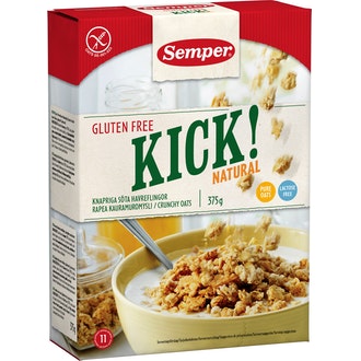 Semper Kick! Kauramuromysli Natural 375g gluteeniton kalorit ja ravintosisältö - 459 kcal