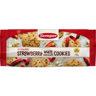 Semper keksi 150g mansikka-valkosuklaa gluteeniton kalorit ja ravintosisältö