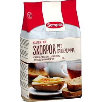 Semper Kardemummakorput 150g gluteeniton keksi kalorit ja ravintosisältö - 394 kcal