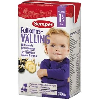 Semper 250ml Täysjyvävelli luumu banaani alkaen 1,5 v käyttövalmis kalorit ja ravintosisältö - 67 kcal