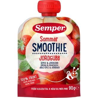 Semper 90g Smoothie Sommar omenaa ja mansikkaa alkaen 6 kk täyshedelmäsose kalorit ja ravintosisältö