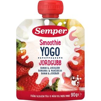 Semper 90g Smoothie banaani mansikka jogurtti alkaen 6 kk kalorit ja ravintosisältö