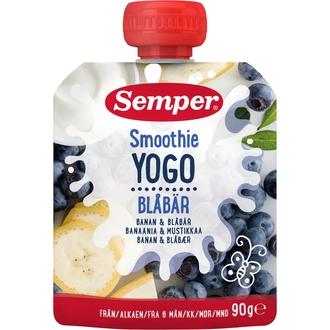 Semper 90G Smoothie Banaania, Jogurttia Ja Mustikkaa Alkaen 6 Kk kalorit ja ravintosisältö