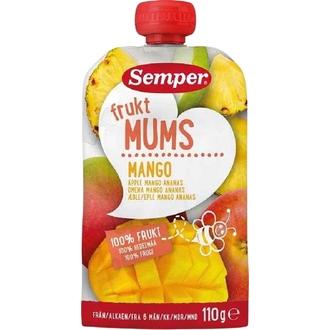 Semper Fruktmums Mango 110G, Omenaa, Mangoa Ja Ananasta Hedelmäsose Alk. 6Kk kalorit ja ravintosisältö