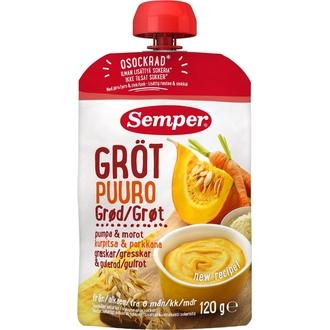 Semper 120G Puuro Kurpitsa &amp; Porkkana Alkaen 6 Kk Käyttövalmis Lastenpuuro kalorit ja ravintosisältö - 61 kcal