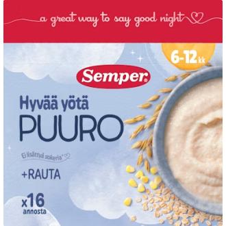 Semper Hyvää yötä puurojauhe 480g 6-12 kk maustamaton