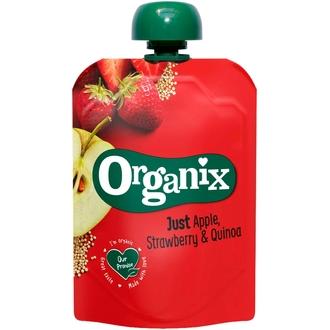 Organix Just Omena, Mansikka & Kvinoa 100G Alkaen 6 Kk, Luomu Hedelmäsose kalorit ja ravintosisältö