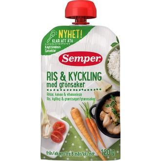 Semper 120G Riisiä, Kanaa & Vihanneksia Alkaen 6 Kk, Valmis Ateria kalorit ja ravintosisältö