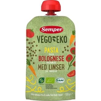 Semper Vego Eko Luomu Pasta Bolognese Sis Linssejä 120G Alkaen 6 Kk Luomulastenateria kalorit ja ravintosisältö