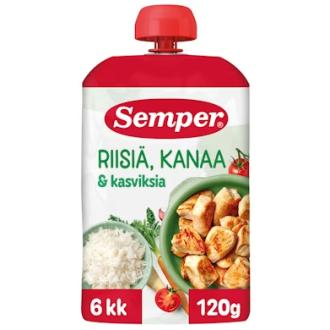 Semper riisiä, kanaa & kasviksia 120g 6kk kalorit ja ravintosisältö - 70 kcal