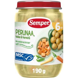 Semper Perunaa, kalaa & herneitä lastenateria 190g 6kk kalorit ja ravintosisältö - 73 kcal