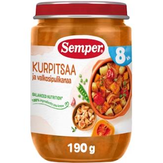 Semper Kurpitsaa ja valkosipulikanaa lastenateria 190g alkaen 8 kk kalorit ja ravintosisältö - 76 kcal