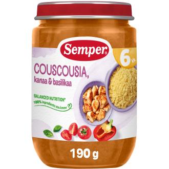 Semper Couscousia, kanaa ja basilikaa 190g alkaen 6kk kalorit ja ravintosisältö - 73 kcal