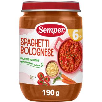 Semper Spaghetti Bolognese 190g alkaen 6months kalorit ja ravintosisältö - 74 kcal