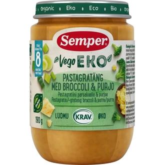 Semper Vego Eko 190G Luomu Pastagratiinia, Parsakaalia Ja Purjoa Alkaen 8Kk Lasten Luomuateria kalorit ja ravintosisältö