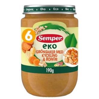 Semper EKO Luomu Vihanneksia, kanaa & papuja 190g 6kk kalorit ja ravintosisältö - 75 kcal