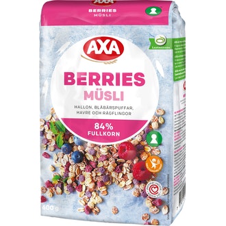 AXA Müsli Berries 600 g kalorit ja ravintosisältö