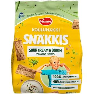 Vaasan Koulunäkki Snäkkis Sourcream & Onion 150g kalorit ja ravintosisältö - 384 kcal