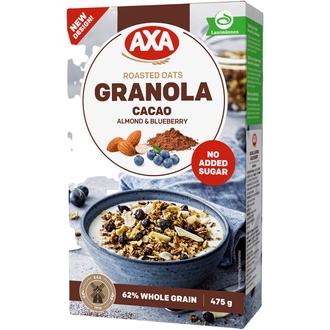 AXA Granola Kaakao, Manteli & Mustikka 475g kalorit ja ravintosisältö