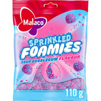 Malaco Sprinkled Foamies Sour Bubblegum makeinen 110g kalorit ja ravintosisältö - 341 kcal