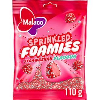 Malaco Sprinkled Foamies Strawberry makeinen 110g kalorit ja ravintosisältö - 349 kcal