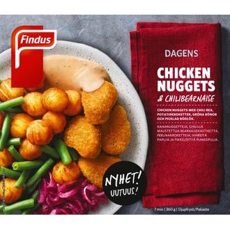 Findus Dagens Chicken Nuggets & Chilibearnaise 360g, pakaste kalorit ja ravintosisältö - 149 kcal