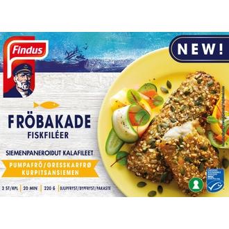 Findus Siemenpaneroidut kalafileet, kurpitsansiemen MSC 220g, pakaste kalorit ja ravintosisältö - 204 kcal