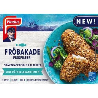 Findus Siemenpaneroidut kalafileet, pellavansiemen MSC 220g, pakaste kalorit ja ravintosisältö - 210 kcal