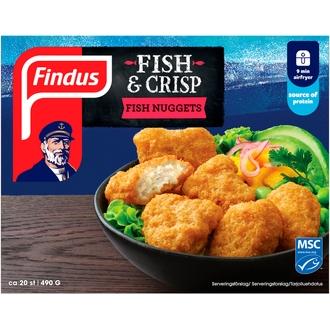 Findus Fish & Crisp kalanugetit 490g kalorit ja ravintosisältö - 254 kcal
