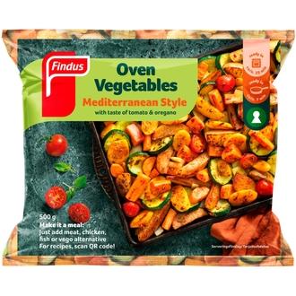Findus Oven Vegetables - Mediterranean Style 500g, pakaste kalorit ja ravintosisältö - 55 kcal