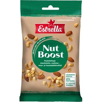 Estrella Nutboost Pähkinämix, Manteli, Cashew, Maa- & Hasselpähkinä 120g kalorit ja ravintosisältö