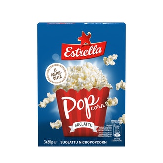 Estrella Micropopcorn 3-pack suolattu 240g kalorit ja ravintosisältö