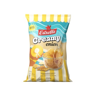 Estrella Creamy Onion Chips 250g kalorit ja ravintosisältö - 500 kcal